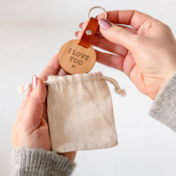Engraved 'I Love You / More' Keyring Pair For Couples, 3 of 4