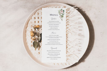 Wedding Menu In Pink And Green Florals, 4 of 5
