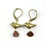 Little Bronze Bird And Red Petal Earrings, thumbnail 2 of 5