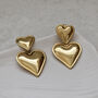 Double Heart Drop Earrings, thumbnail 1 of 5
