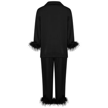 Luxury Black Feather Silky Pyjama Set, 10 of 12