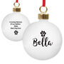 Personalised Pet Pawprint Christmas Ceramic Bauble, thumbnail 3 of 3