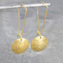 Hammered Circular Disc Rose Gold Plated Silver Earrings, thumbnail 4 of 7