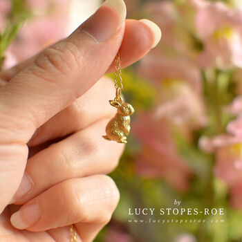 Solid 18ct Gold Standing Rabbit Pendant, 3 of 5