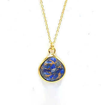 18k Gold Vermeil Plated Lapis Lazuli Necklace, 4 of 5