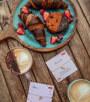 Brunch Club Friendship Bracelet Gift – Croissant Charm Friendship Bracelet, 4 of 9