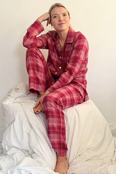 Brushed Cotton Pyjamas In Sunset Plaid, 4 of 4