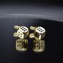 Gold Dice Cufflinks Gift For Men 316 L Stainless Steel Casino Accessory, thumbnail 2 of 4