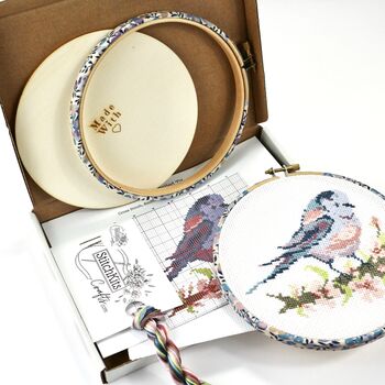Long Tailed Tit Cross Stitch Embroidery Hoop Kit, 3 of 8