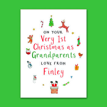 Personalised Baby 1st Christmas As Grandparents Card, 2 of 2