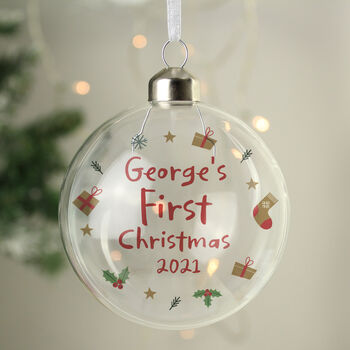 Baby's First Christmas Custom Glass Bauble, 3 of 3