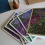 Linocut Pansy Flower Notecards Set Of Eight, thumbnail 3 of 5