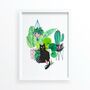 Black Plant Cat Art Print, thumbnail 2 of 5