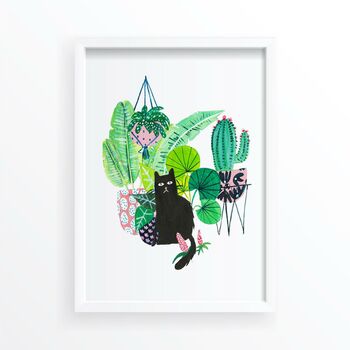Black Plant Cat Art Print, 2 of 5