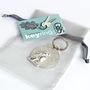 Hare Staring At The Moon Pewter Keyring, Hare Gifts, thumbnail 4 of 8