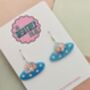 U.F.O Glitter Blue Earrings / Alien Spaceship Jewellery Science Fiction Lover Gift / Retro Space Aesthetic 1950s Sci Fi Accessory / Out Of This World Jewellery, thumbnail 3 of 5