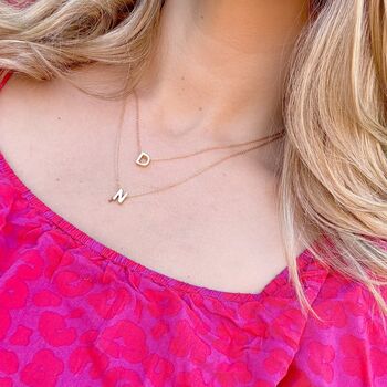 Layered Initial Gold Necklace Dainty Letter Necklace Personalised Gift For Her Name Necklace Delicate Jewellery, 3 of 6