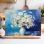 Sunlit Daisies In Blue Textured Glass Chopping Board, thumbnail 2 of 8