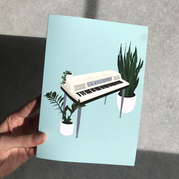 Wurlitzer Piano Houseplant Card | Music Birthday Card, 5 of 6