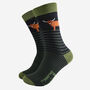 Men's Bamboo Socks Black Green Stripe Highland Cow, thumbnail 2 of 4