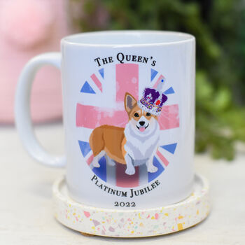 Queen's Platinum Jubilee Mug Union Jack Corgi, 2 of 7