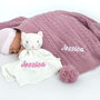 Personalised Kitten Comforter And Cable Blanket Pink, thumbnail 1 of 11