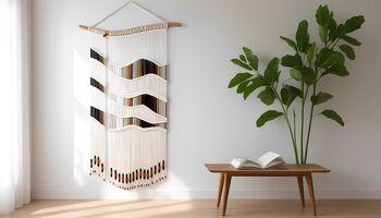 Large Macrame Wall Hanging: 'Dunes' Brown Ombre Fiber Art, 2 of 7
