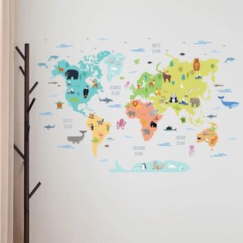 Educational Fun World Map Removable Wall Vinyl Sticker, 5 of 5