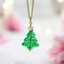 Glass Christmas Tree Necklace With Gold Star Detail, thumbnail 1 of 5