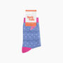 Embroidered Conch Shell Combed Cotton Socks In Blue/Pink, thumbnail 4 of 4