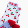 Cherry Striped Bamboo Socks In Blue, thumbnail 2 of 4