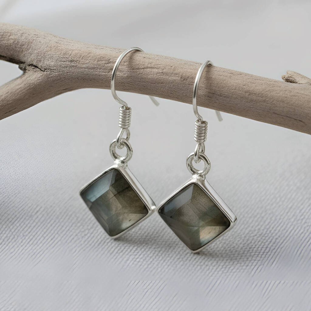 Handmade Sterling Silver Labradorite Drop Earrings, 1 of 4