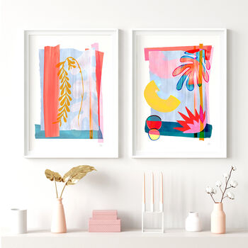 Colourful Abstract Leaf Print Set, 4 of 11