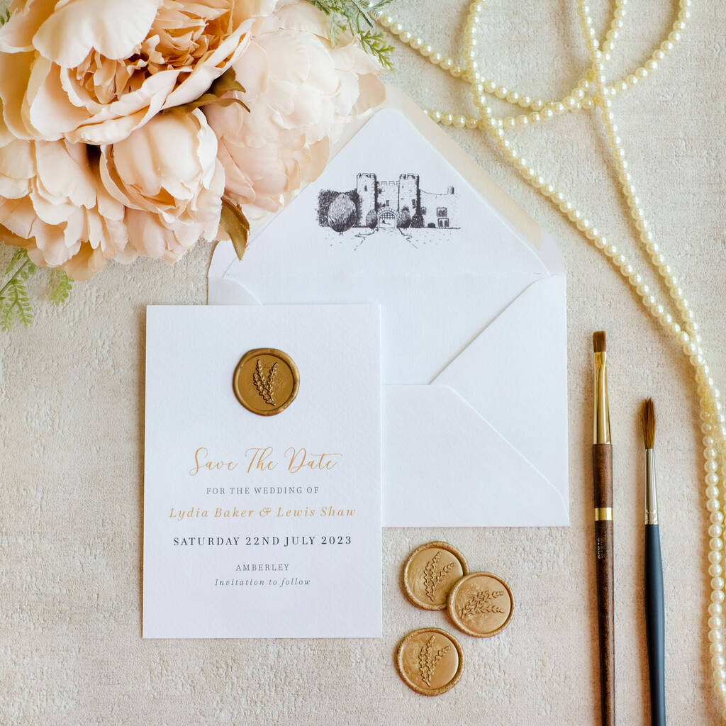 Gold Splendour Wedding Save The Date Cards, 1 of 6