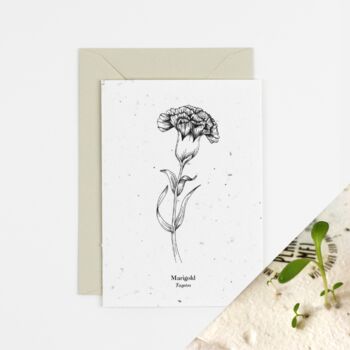 Marigold October Birth Flower Plantable Card, 2 of 4
