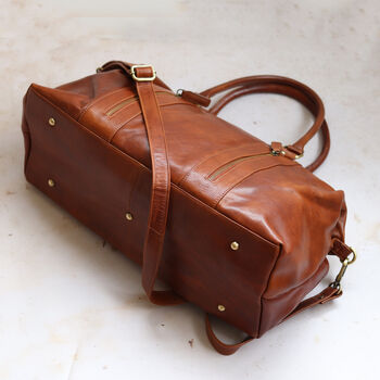 Leather Holdall Bag, Tan, 3 of 6