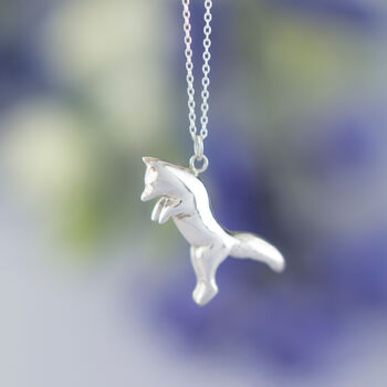 Jumping Fox Pendant With Optional Personalisation, 2 of 12