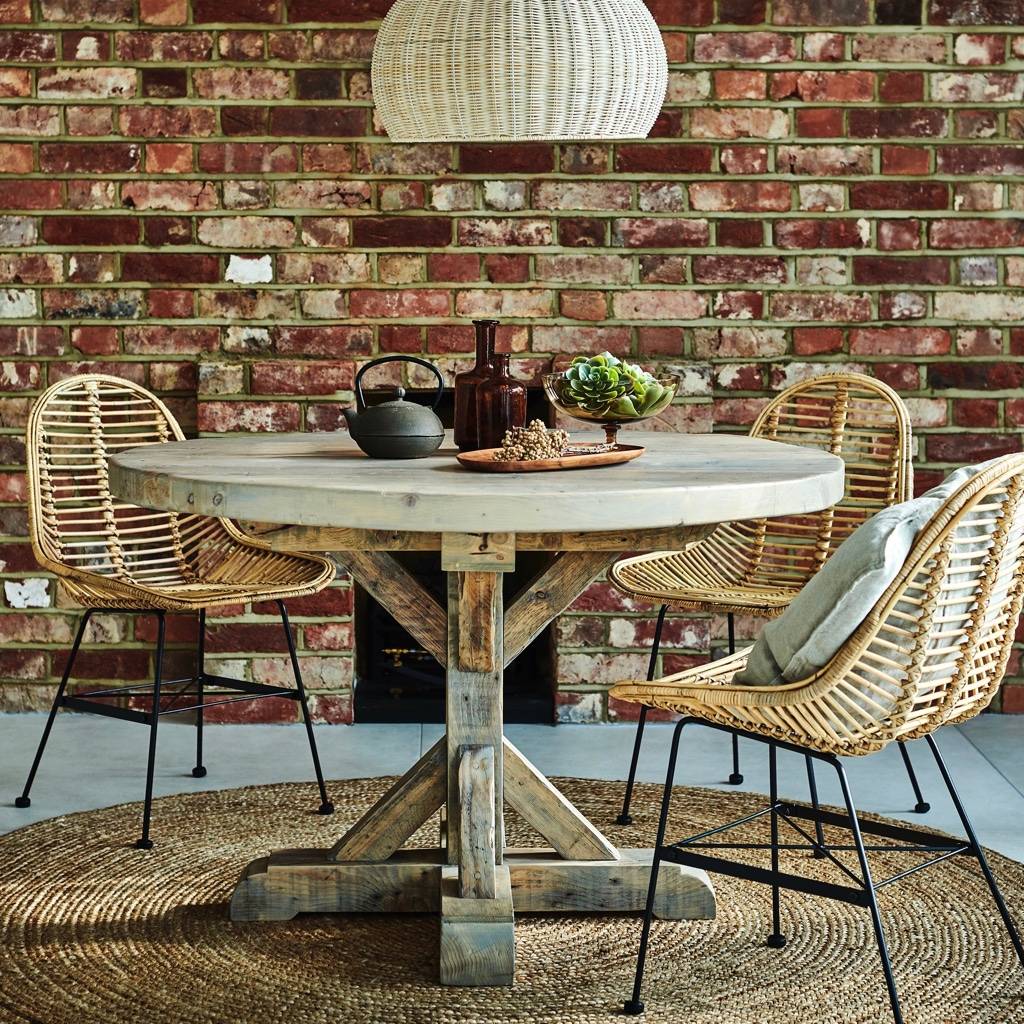 Reclaimed Wood Round Grey Dining Table By Rust Collections