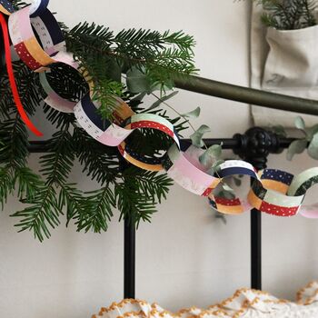 Red Gingham Christmas Paper Chains Garland Kit, 8 of 11