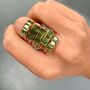 14k Gold Vermeil Deco Ring In Green Tourmaline, thumbnail 4 of 9
