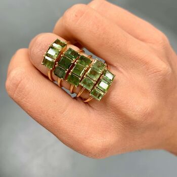 14k Gold Vermeil Deco Ring In Green Tourmaline, 4 of 9