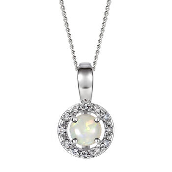 Birthstone And Diamond Halo Pendant Necklace, 6 of 8