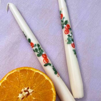 Hand Painted Orangecello Tappered Candles, 3 of 5