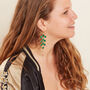 Emerald Leaf Style Gold Plated Silver Drop Earrings, thumbnail 2 of 9