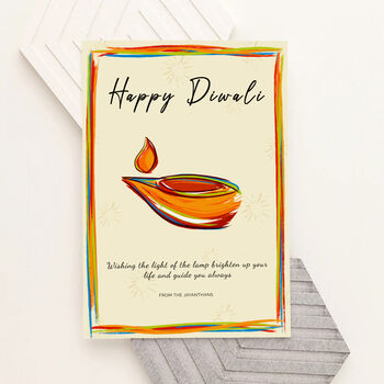 Personalised Diwali Colourful Light Framed Print, 4 of 6