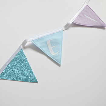 Personalised Aqua And Lilac Name Bunting, 3 of 7