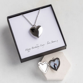 Personalised Plain Heart Locket Necklace With Photo, 2 of 3