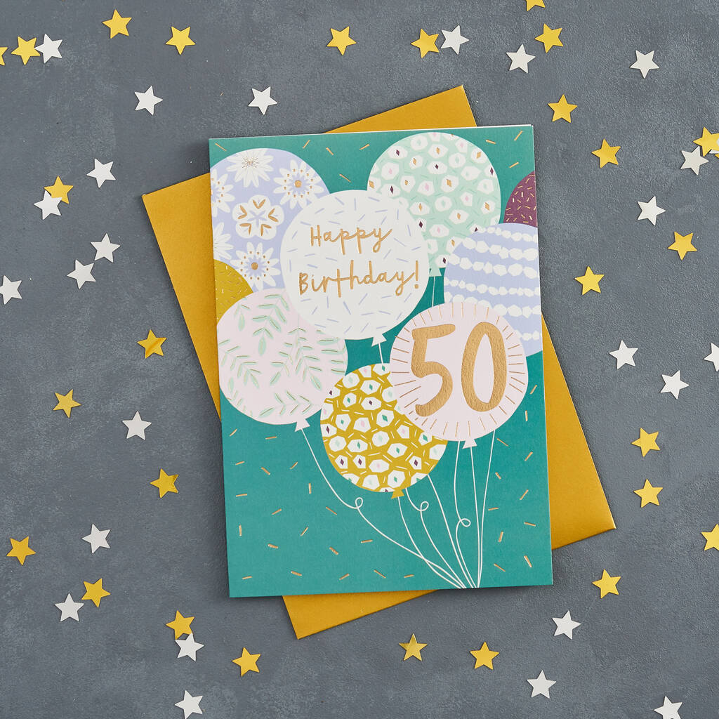 50th Birthday Balloon Card