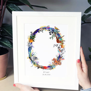 Personalised J To S Bright Wildlife Initials Print, 11 of 12
