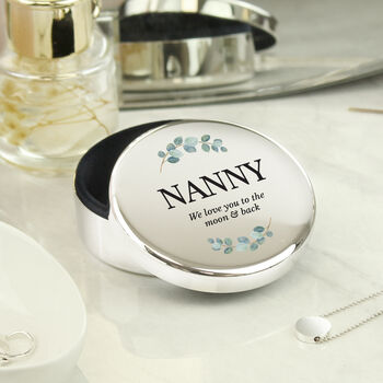 Personalised Botanical Round Trinket Box, 3 of 4